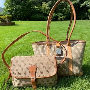 2 vintage Dooney Bourke Signature Fabric purses